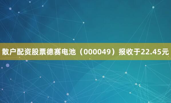 散户配资股票德赛电池(000049)报收于22.45元